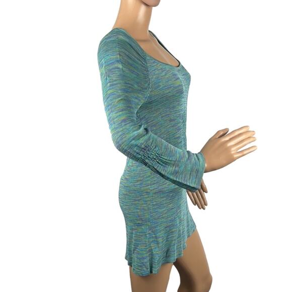 Sundance Women’s Ruched Space dyed Shirt Rayon Stretch SZ S Performance Gorpcore - Picture 2 of 9